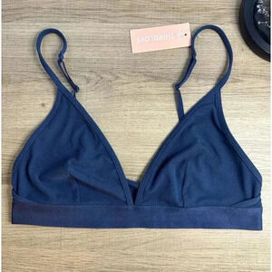 Third Love Wonder Rib Triangle Bralette navy size medium